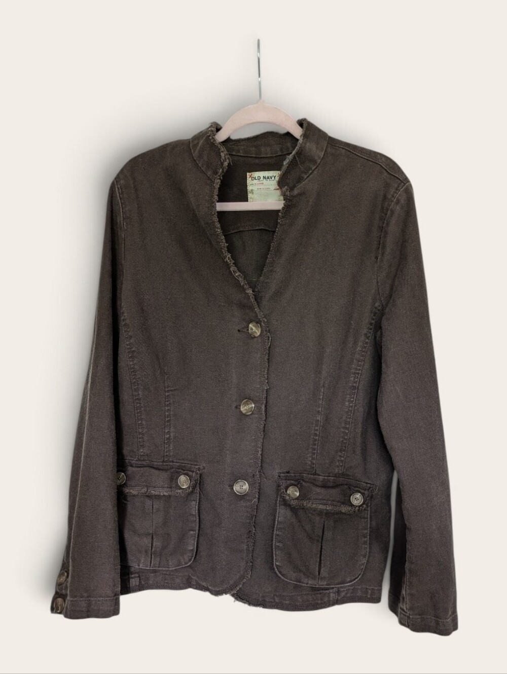 Old Navy Linen Cotton Blazer Brown Jacket XL